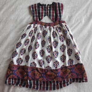 Jak & Peppar Dixie Mabel Plaid Floral Print Sleeveless Red White Dress Size 7